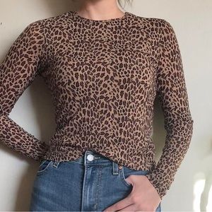 Long-Sleeve Cheetah Print Top